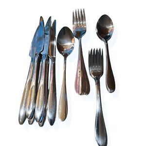 Stainless Steel Flatware 25 pc Glossy‎ Teaspoons, Forks, Dinner Knives